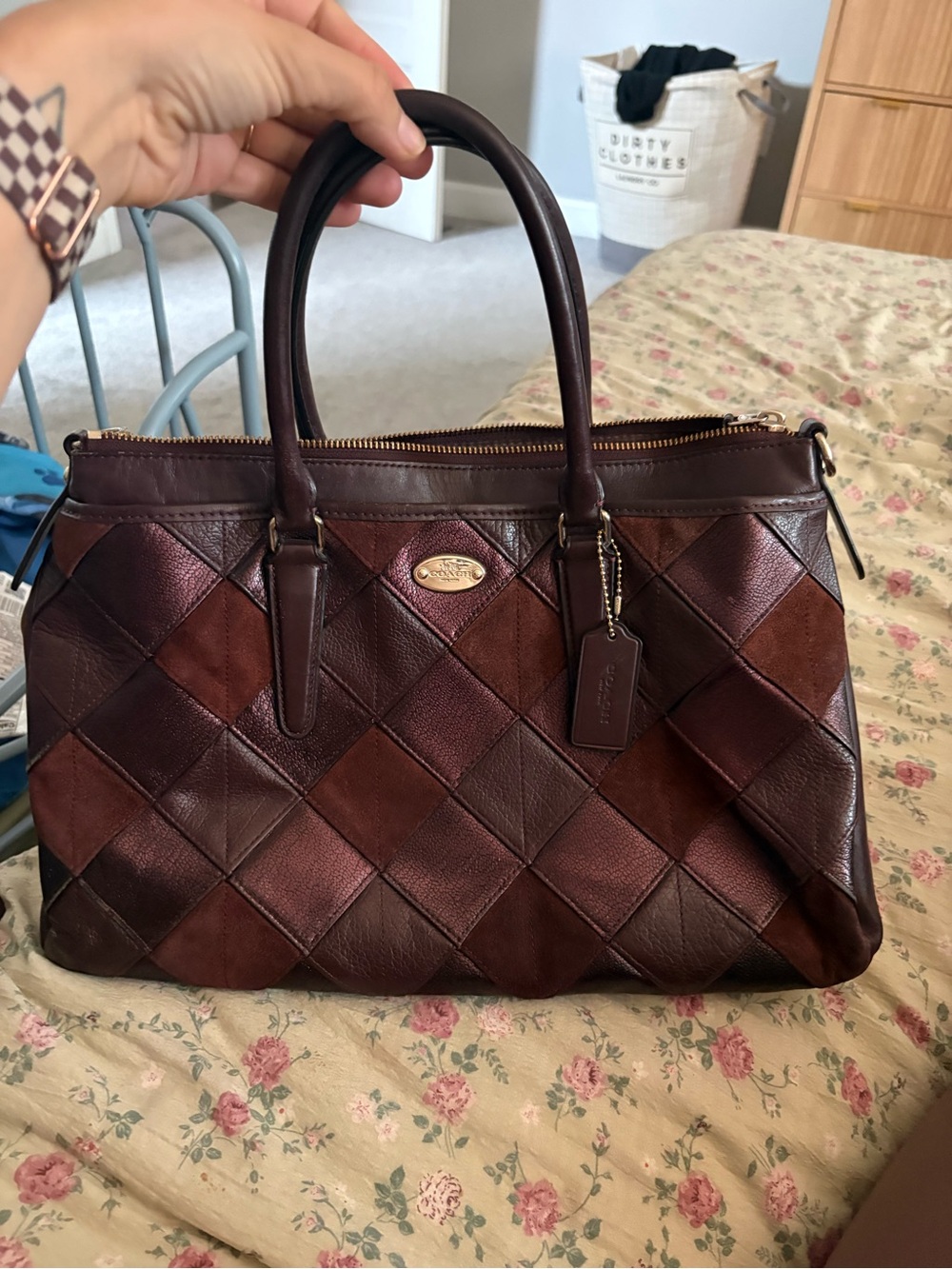 Coach Women's Patchwork Leather bag - burgundy/plum